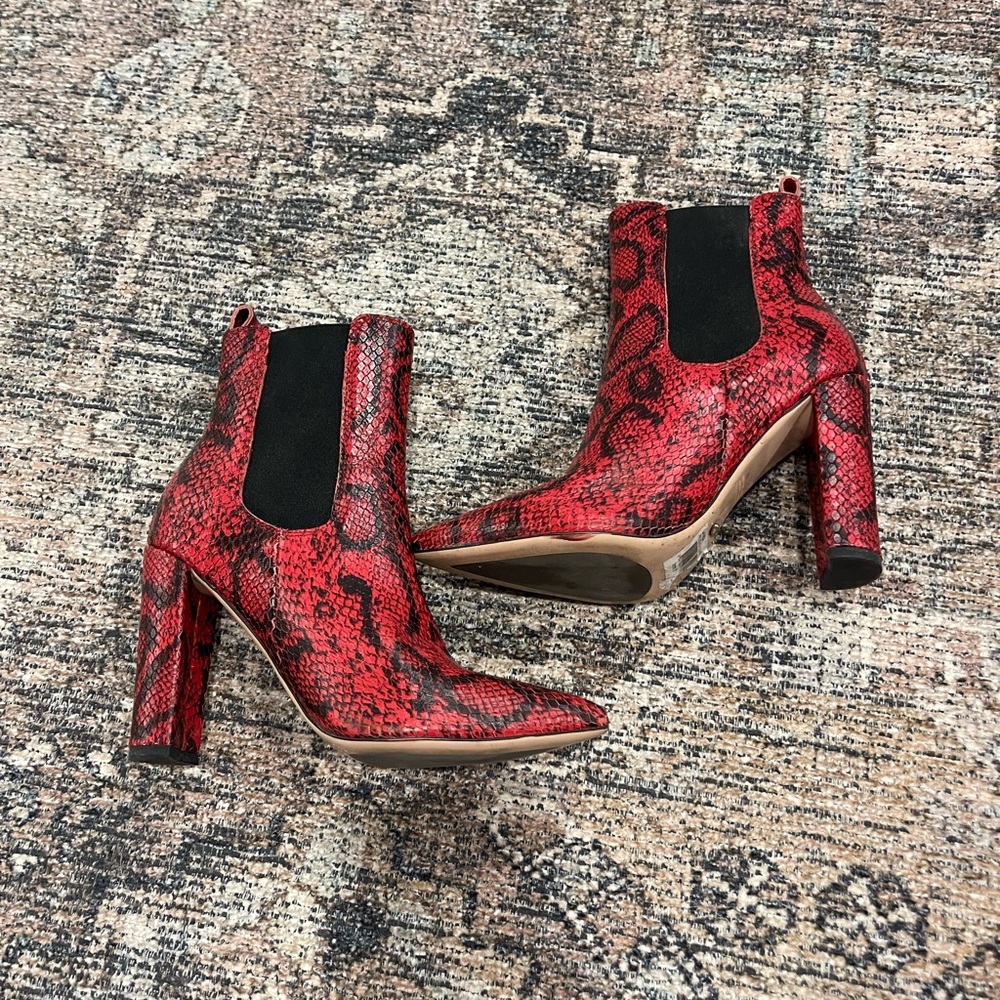 Tony Bianco Lavida Red Snakeskin Bootie